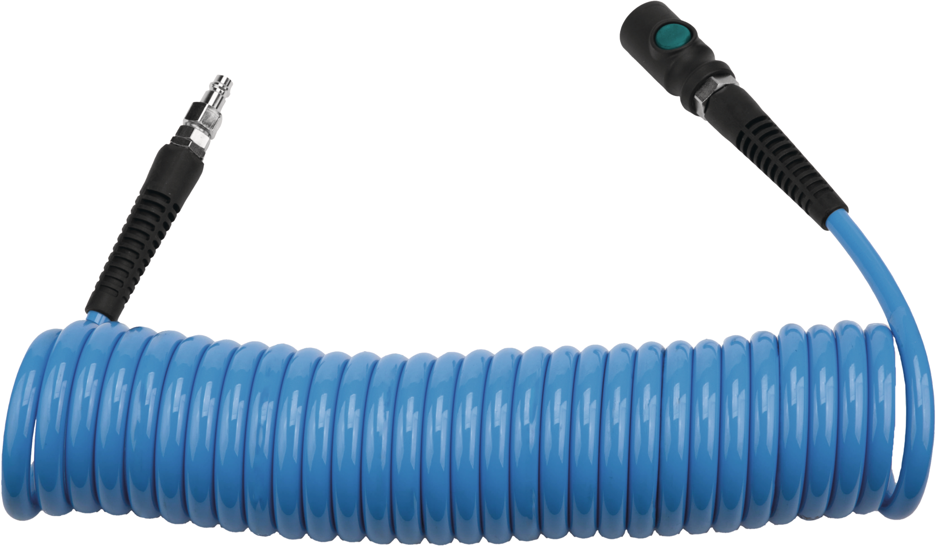 Spiralschlauchgarnitur Druckluft mit Einhand-Sicherheitskupplung 7,5m PU6,5x10mm