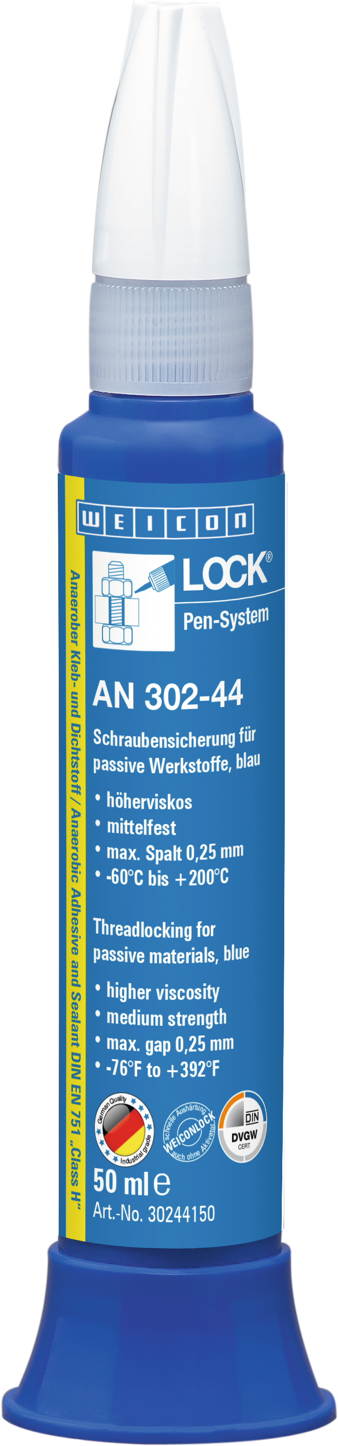 Schraubensicherung mittelfest DVGW WEICONLOCK® AN 302-44 50ml blau Schraubensicherung mittelfest DVGW WEICONLOCK® AN 302-44 50ml blau