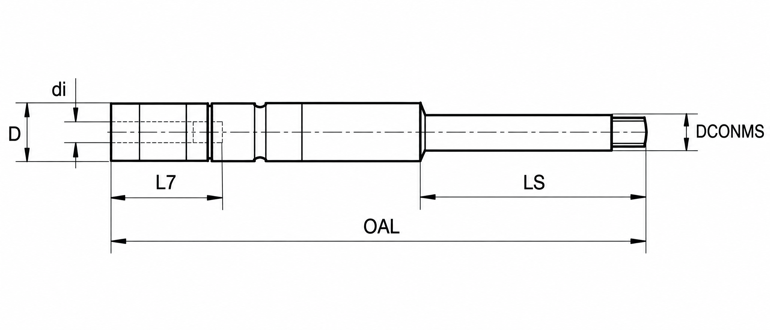 Eyltool Gewindebohrerverlängerung HSS, 230 mm, für DIN 371/374/376, Innen-Ø 7 mm