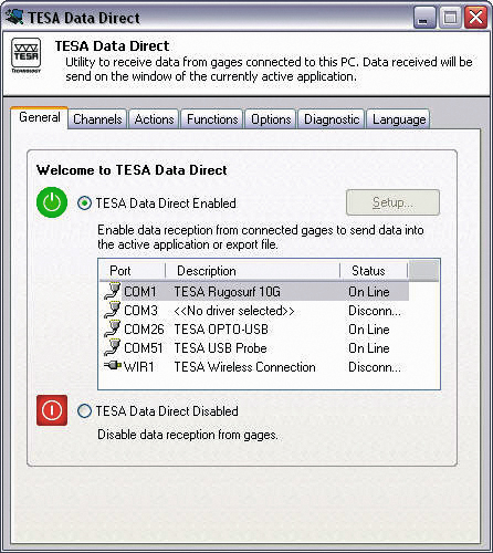 Software Datenübertragung TESA DataDirect