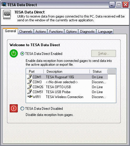 Software Datenübertragung TESA DataDirect Software Datenübertragung TESA DataDirect