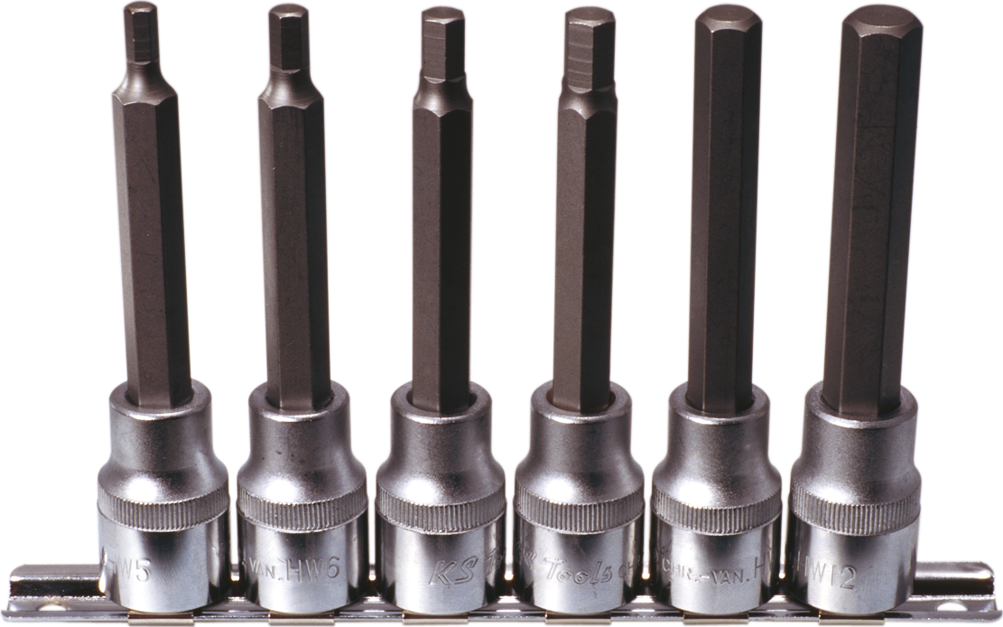 Bitstecknuss 1/2" Innensechskant lang Satz 6-tlg. SW5-12mm Bitstecknuss 1/2" Innensechskant lang Satz 6-tlg. SW5-12mm