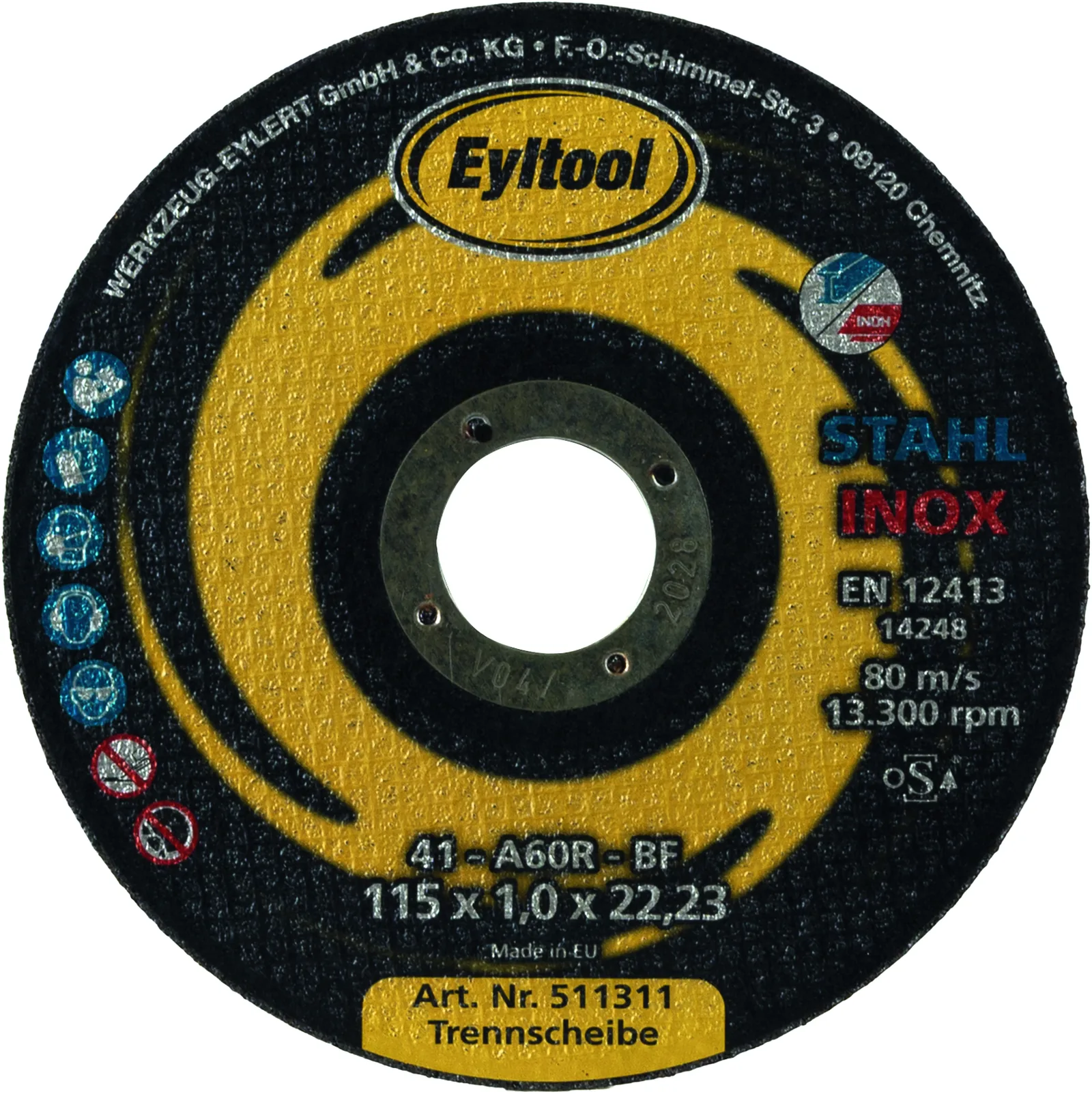 Eyltool Trennscheibe Stahl/Edelstahl Ø115 × 1,0 mm gerade