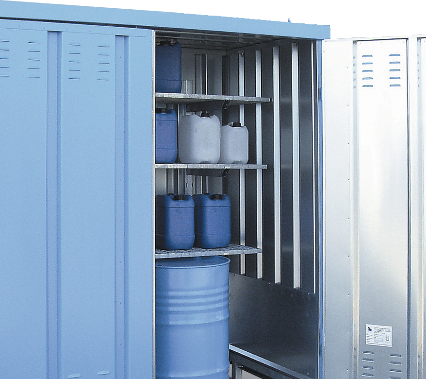 Wandregal Sicherheitscontainer 3 Gitterroste T500 x B2800mm Wandregal Sicherheitscontainer 3 Gitterroste T500 x B2800mm