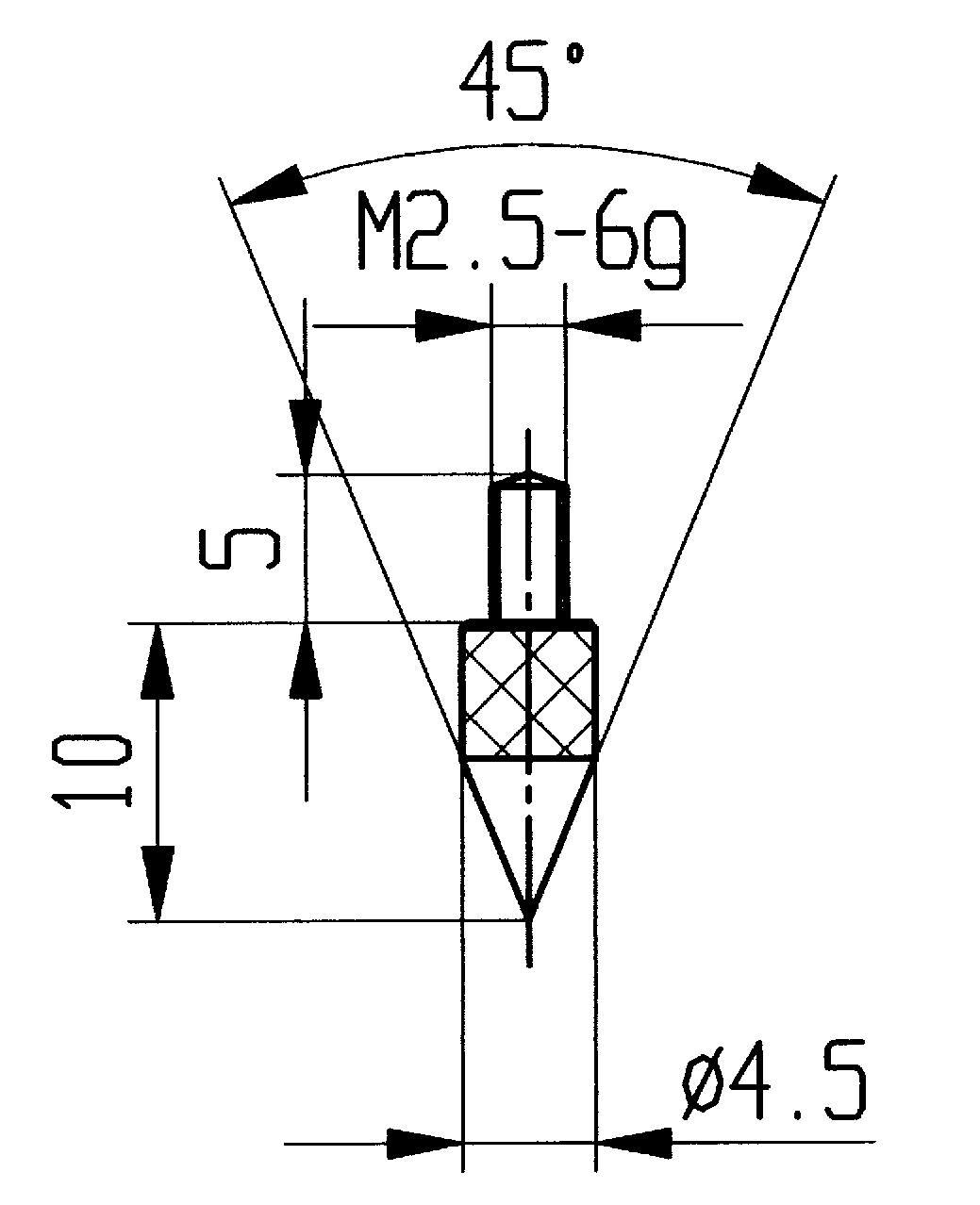 Messtastereinsatz HM M2,5 Kugel D5,0mm