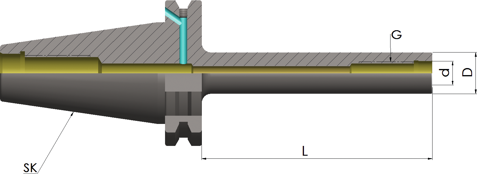 Aufnahme Einschraubfräser zylindrisch SK40 mit IK DIN69871 Form AD/B DxA 10X100mm