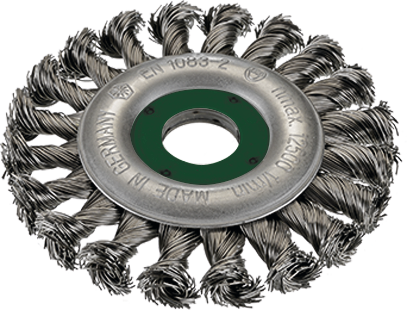 Rundbürste für Winkelschleifer Bohrung 22,2mm Edelstahldraht  gezopft D115mm Rundbürste für Winkelschleifer Bohrung 22,2mm Edelstahldraht  gezopft D115mm