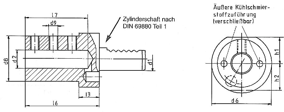 Bohrstangenhalter E2 L60mm DIN69880 VDI30 D16mm