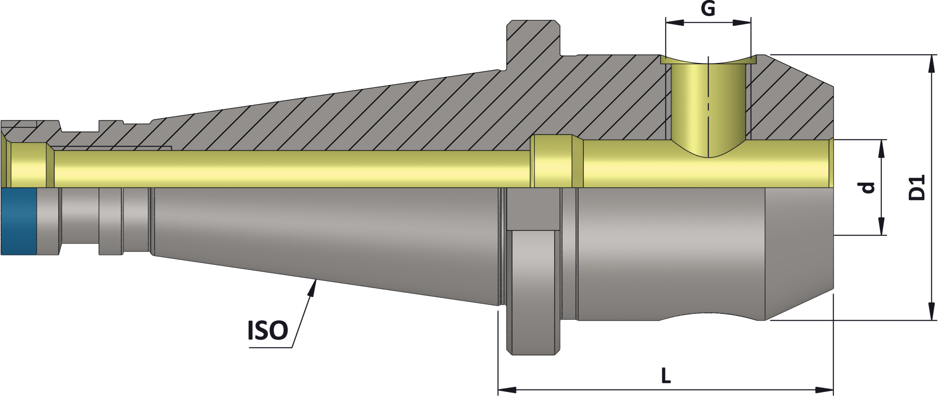 Aufnahme Zylinderschaft SK40 Weldon L50mm DIN2080 D6mm