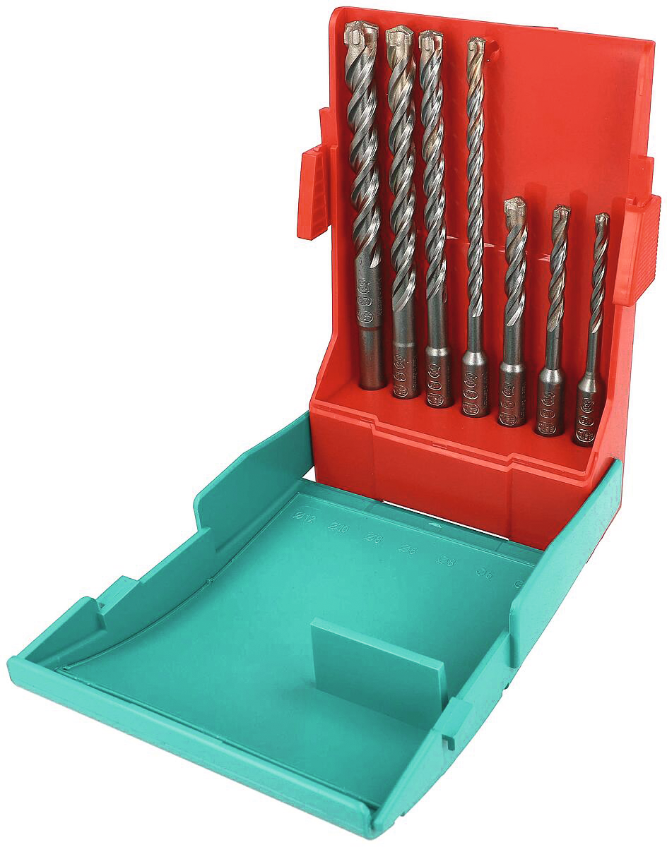 Hammerbohrer-Satz SDS-plus 7-tlg. 5/6/8x110mm und 6/8/10/12x160mm 3-Schneiden