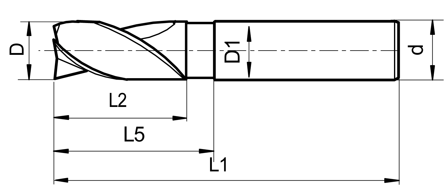 Schaftfräser VHM Z3 HPC/HSC EYLUNATOR W DIN6535-HB D12mm