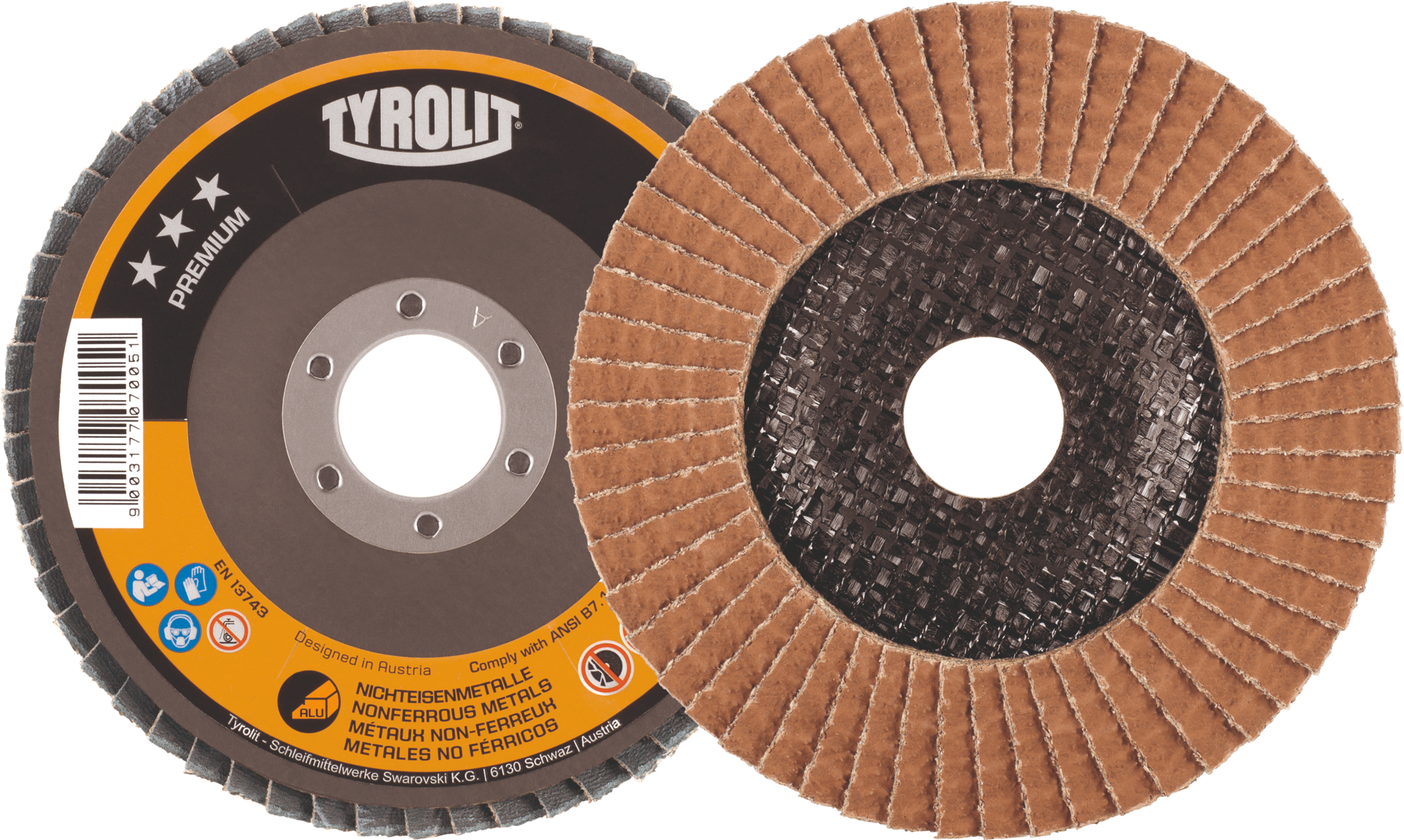 Tyrolit Fächerschleifscheibe Premium NE gewölbt Ø 115 mm K40