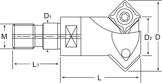 Einschraub-Fasfräser M8 Z1 IK für WSP SP.T 09T3 D12mm