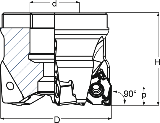 Aufsteck-Eckfräser "EylTrigo HF" Z4 IK für WSP WNEU, WNEX, XNEX D40mm