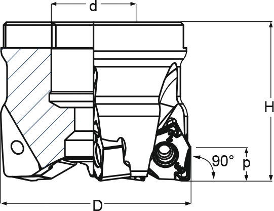 Aufsteck-Eckfräser "EylTrigo HF" Z4 IK für WSP WNEU, WNEX, XNEX D40mm Aufsteck-Eckfräser "EylTrigo HF" Z4 IK für WSP WNEU, WNEX, XNEX D40mm