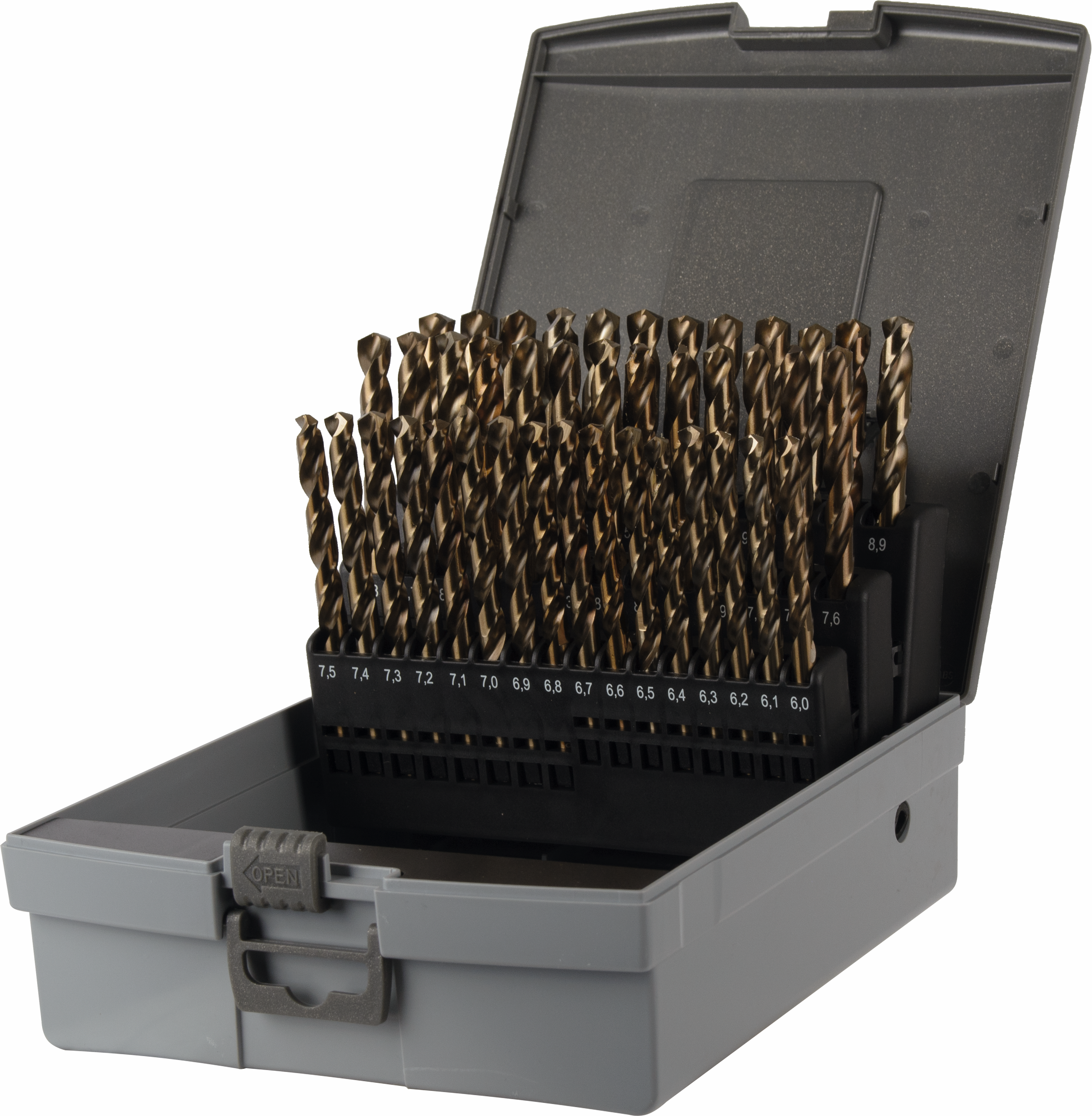 Eyltool Spiralbohrer-Satz HSSE VA Typ N 135° DIN 338 41-tlg. Ø 6–10 mm