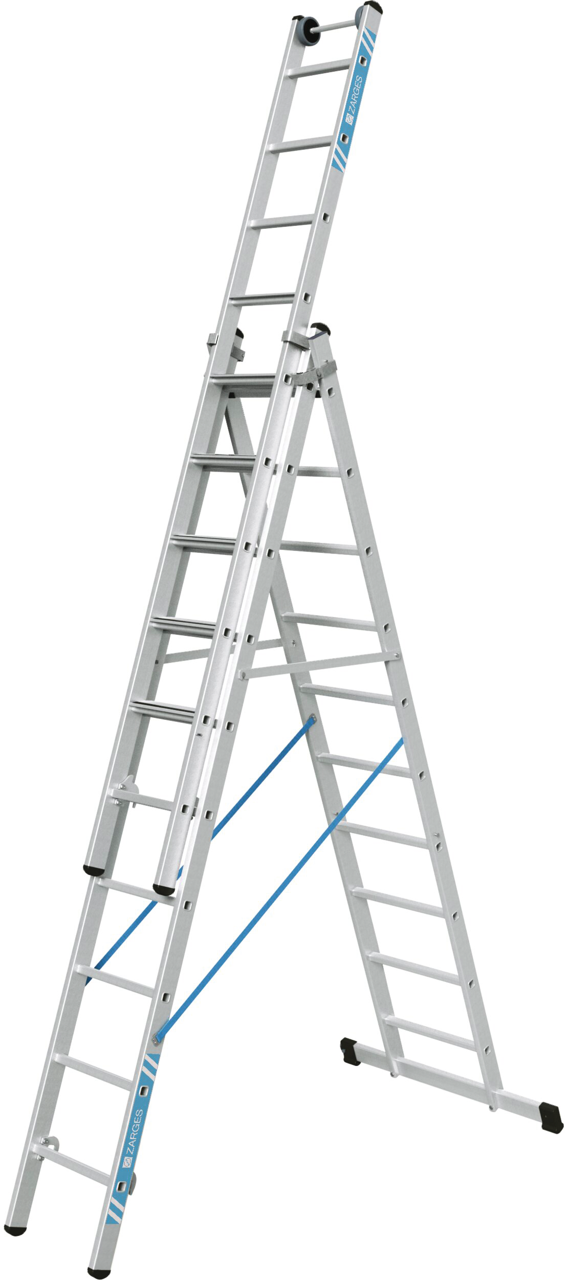 Mehrzweckleiter Kopffahrwerk 3-teilig 3 x 10 Sprossen max. Arbeitshöhe 7,60m