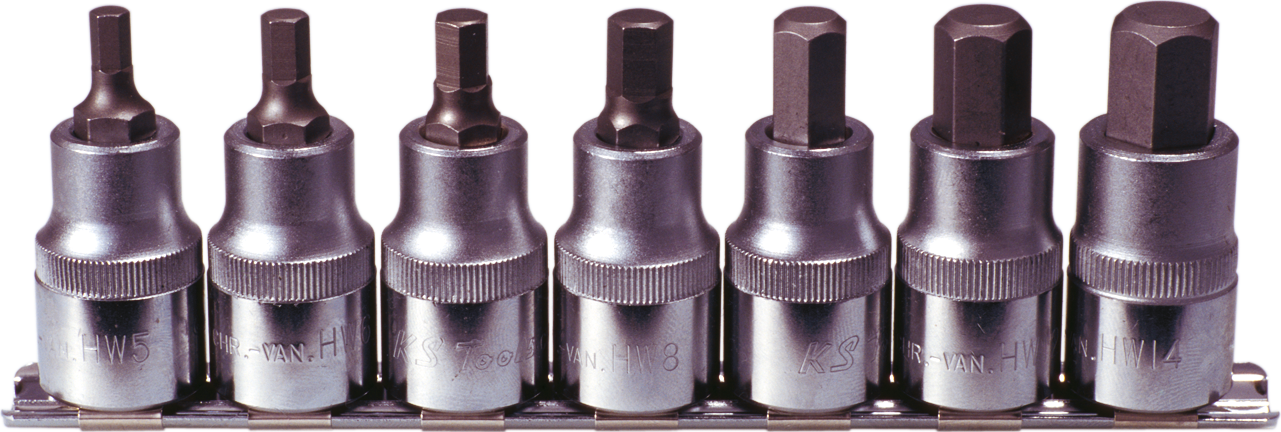 Bitstecknuss 1/2" Innensechskant Satz 7-tlg. SW5-14mm Bitstecknuss 1/2" Innensechskant Satz 7-tlg. SW5-14mm