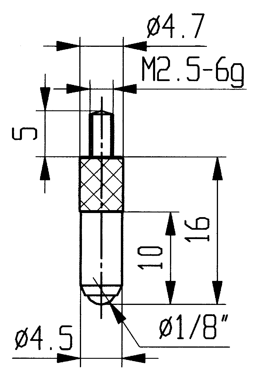 Messtastereinsatz Rubin M2,5 Kugel D1/8" L6mm