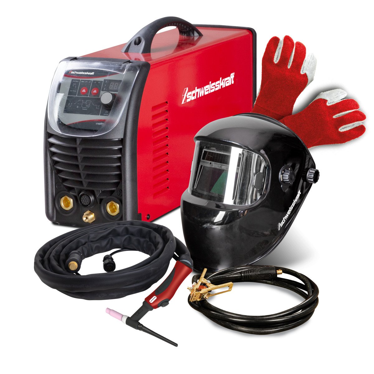 Tragbarer WIG DC Inverter Schweisskraft EASY-TIG 201 DC PULSE Aktions-Set