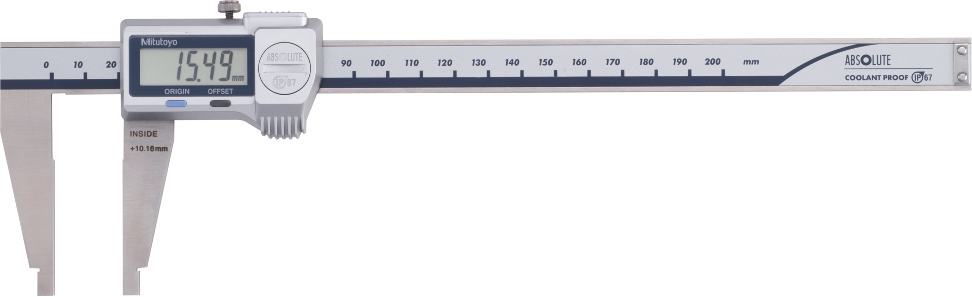 Werkstattmessschieber Digital IP67 ABSOLUTE Digimatic Abl. 0,01mm ohne Spitzen DIN862B mit DA MB200mm