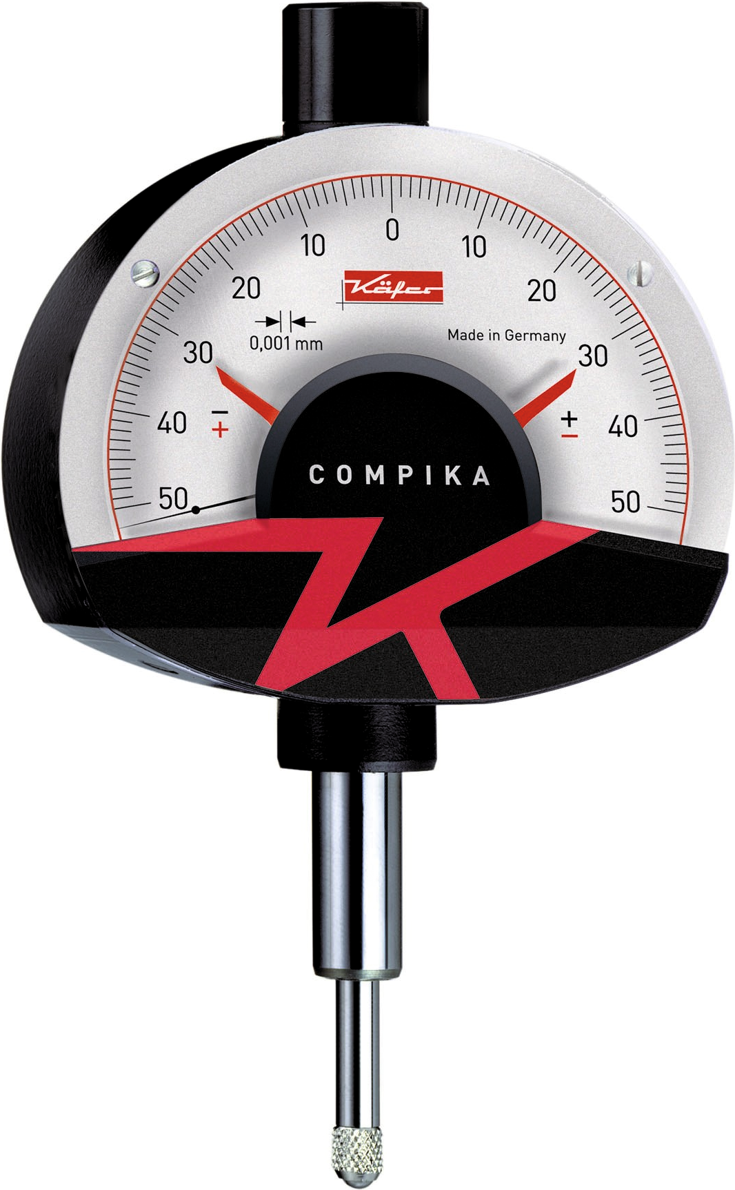 Feinzeiger stoßgeschützt Compika Freihub 2,5mm DIN879 MS0,5mm Abl. 0,01mm AD62mm