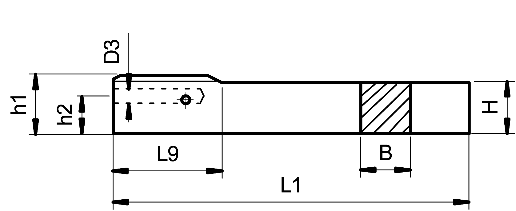 Klemmhalter quadratisch "EYLMICRO" H10xB10xL100mm D4mm