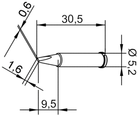 Dauerlötspitze Ersadur 0102CDLF 1,6mm meißelförmig gerade