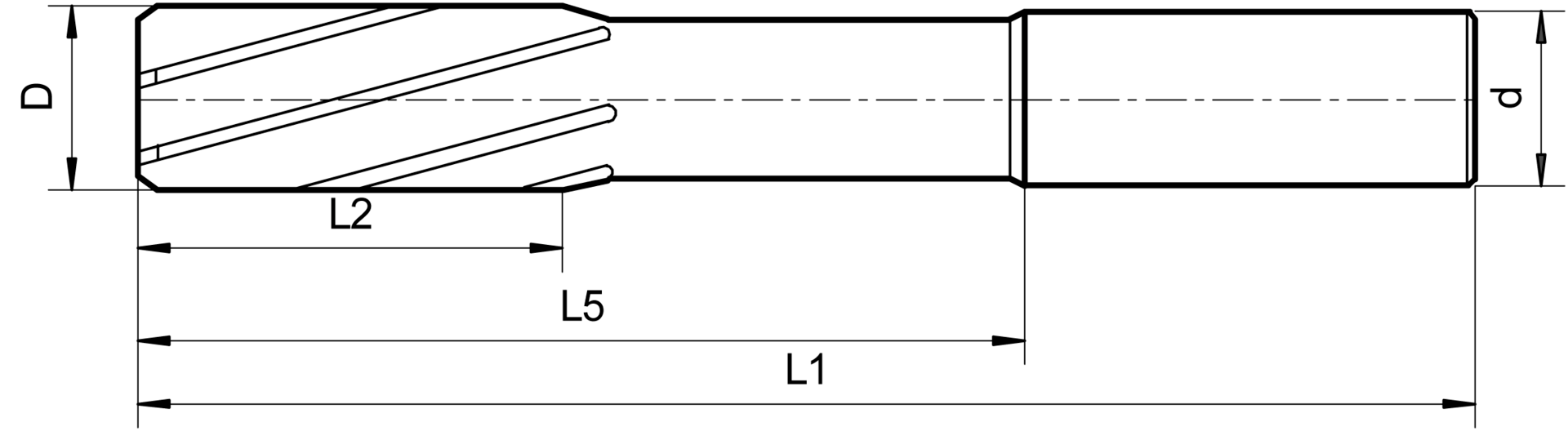 NC-Maschinenreibahle HSSE H7 WN D3mm