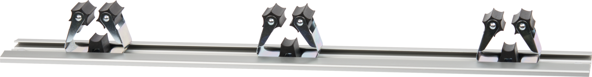 Stielgerätehalter Prax® Aluminium-Leiste 480x55mm mit 3 verschiebbaren Haltern