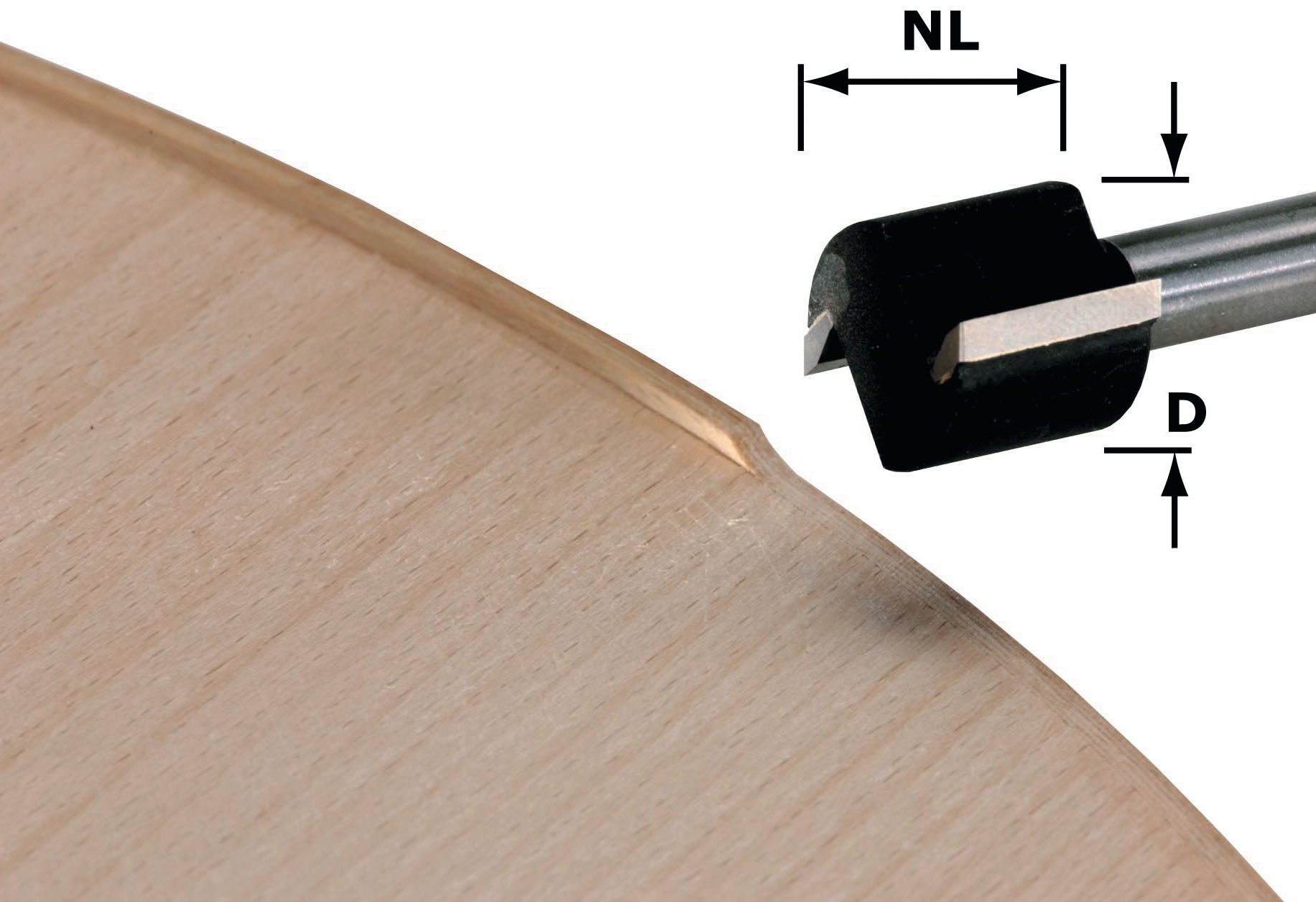 Bündigfräser HM für OFK/MFK700 D19mm NL16mm GL46mm