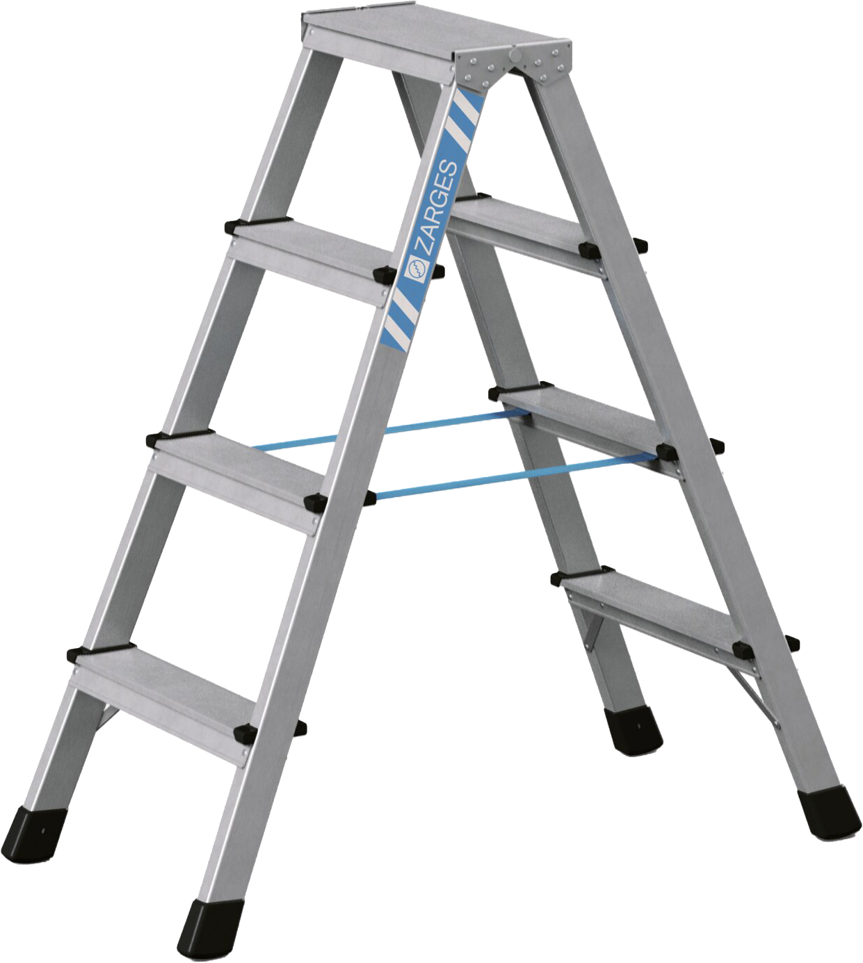 Stehleiter Stufen genietet L0,90m 2x4 Arbeitshöhe 2,50m