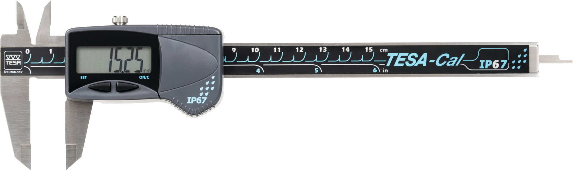 Messschieber Digital IP67 TESA-CAL Abl. 0,01mm DIN862A eckiges Tiefenmaß MB150mm