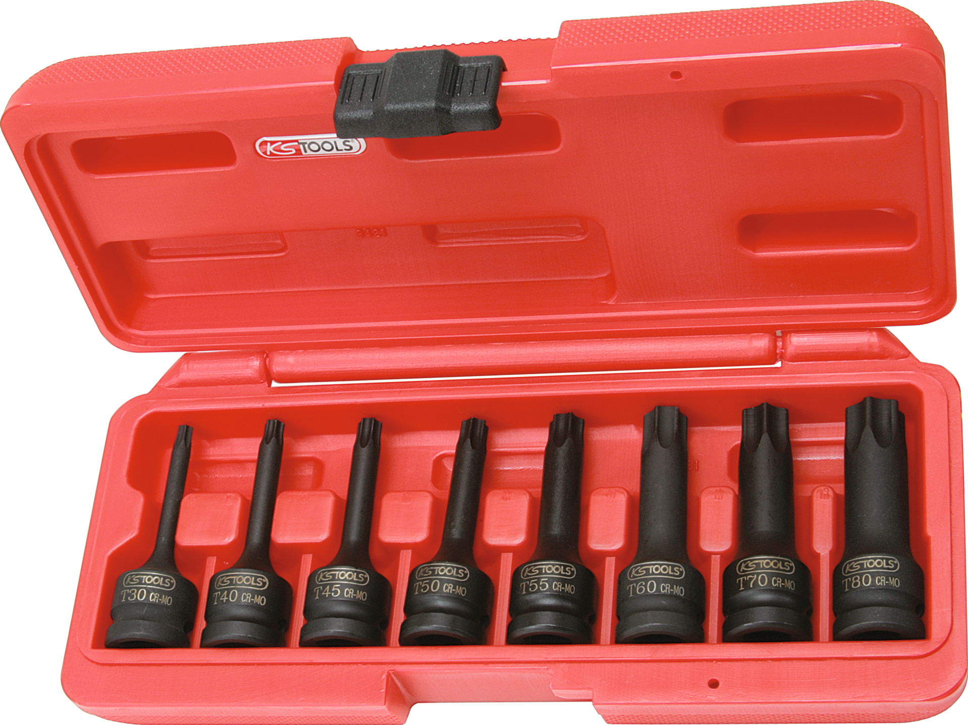 Bitstecknuss Kraft 1/2" TORX® lang Satz 8-tlg. für innen T30-T80 Bitstecknuss Kraft 1/2" TORX® lang Satz 8-tlg. für innen T30-T80