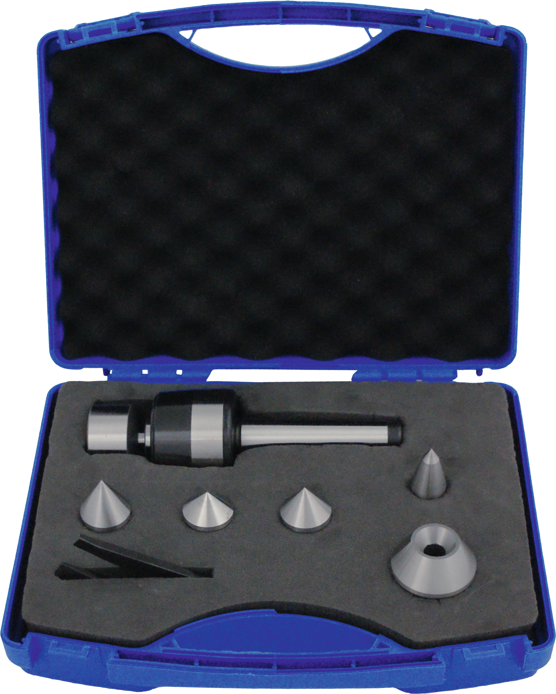 Mitlaufende Körnerspitze mit Wechseleinsätzen im Kunststoffkoffer MK2