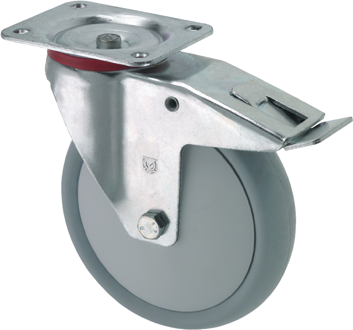 Apparaterolle TPE spurlos Lenkrolle mit Doppelstopp 110kg D125mm Apparaterolle TPE spurlos Lenkrolle mit Doppelstopp 110kg D125mm