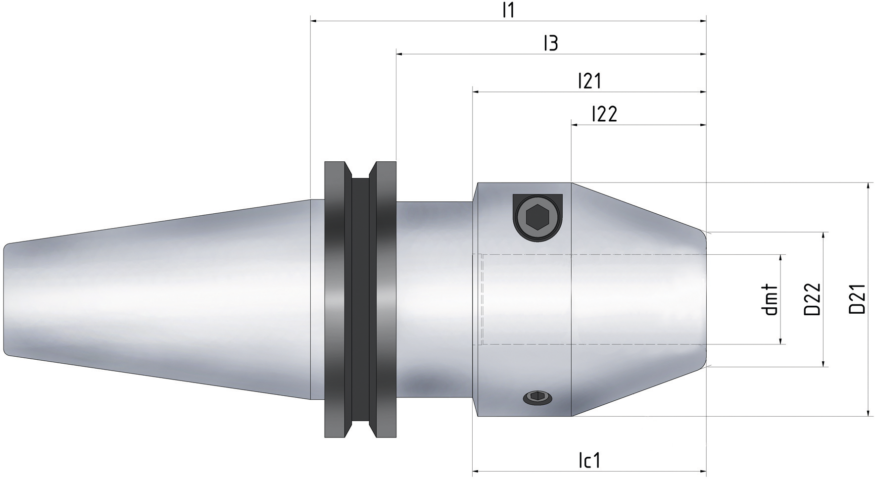 Hydro-Dehnspannfutter HYDRO-GRIP® SK50 HPC/HSC Form AD DIN69871 mit IK DxL 20X150mm Hydro-Dehnspannfutter HYDRO-GRIP® SK50 HPC/HSC Form AD DIN69871 mit IK DxL 20X150mm