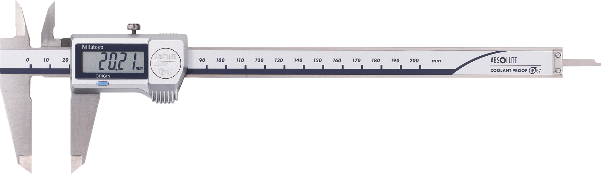 Messschieber Digital IP67 ABSOLUTE Digimatic Abl. 0,01mm DIN862 eckiges Tiefenmaß MB200mm