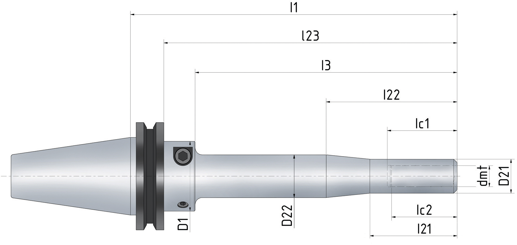Hydro-Dehnspannfutter schlank SK40 HSC HYDRO-GRIP PENCIL® Form AD DIN69871 mit IK DxL 6X50mm