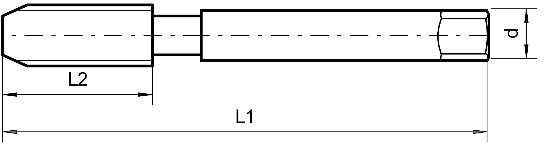 Maschinengewindebohrer UNF HSSE DIN371-B Tol.2B Durchganglsoch 1/4-28