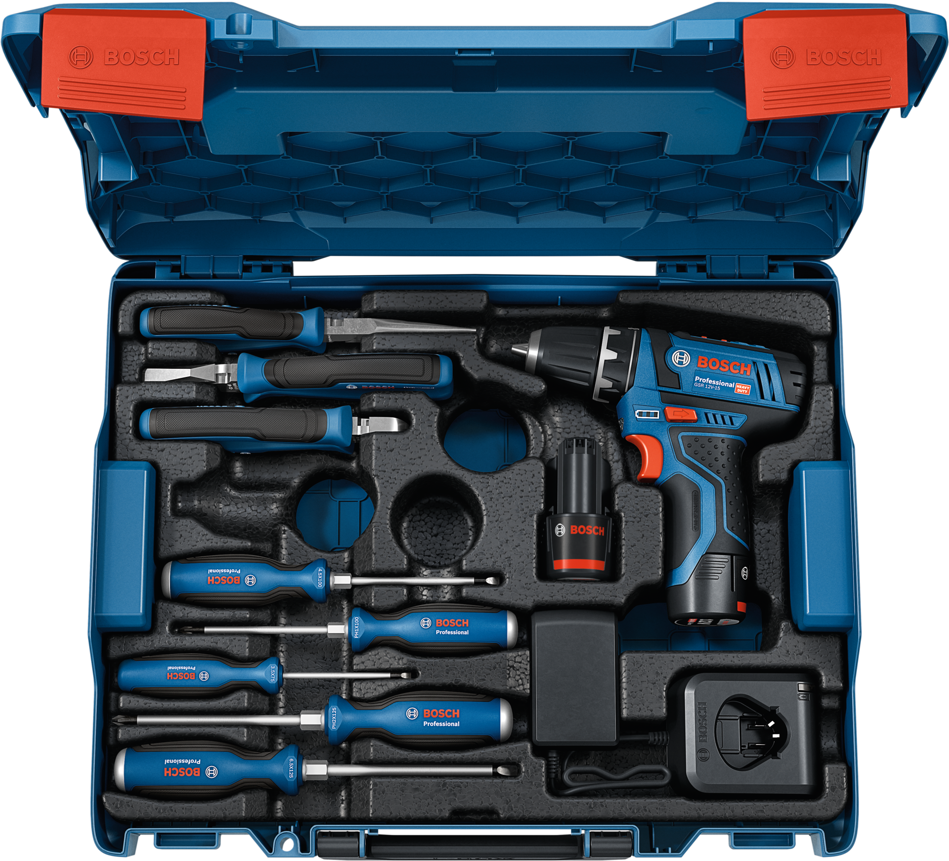 COMBI-Set GSR 12V-15 und Handwerkzeug in L-Boxx + Bluetooth®-Lausprecher