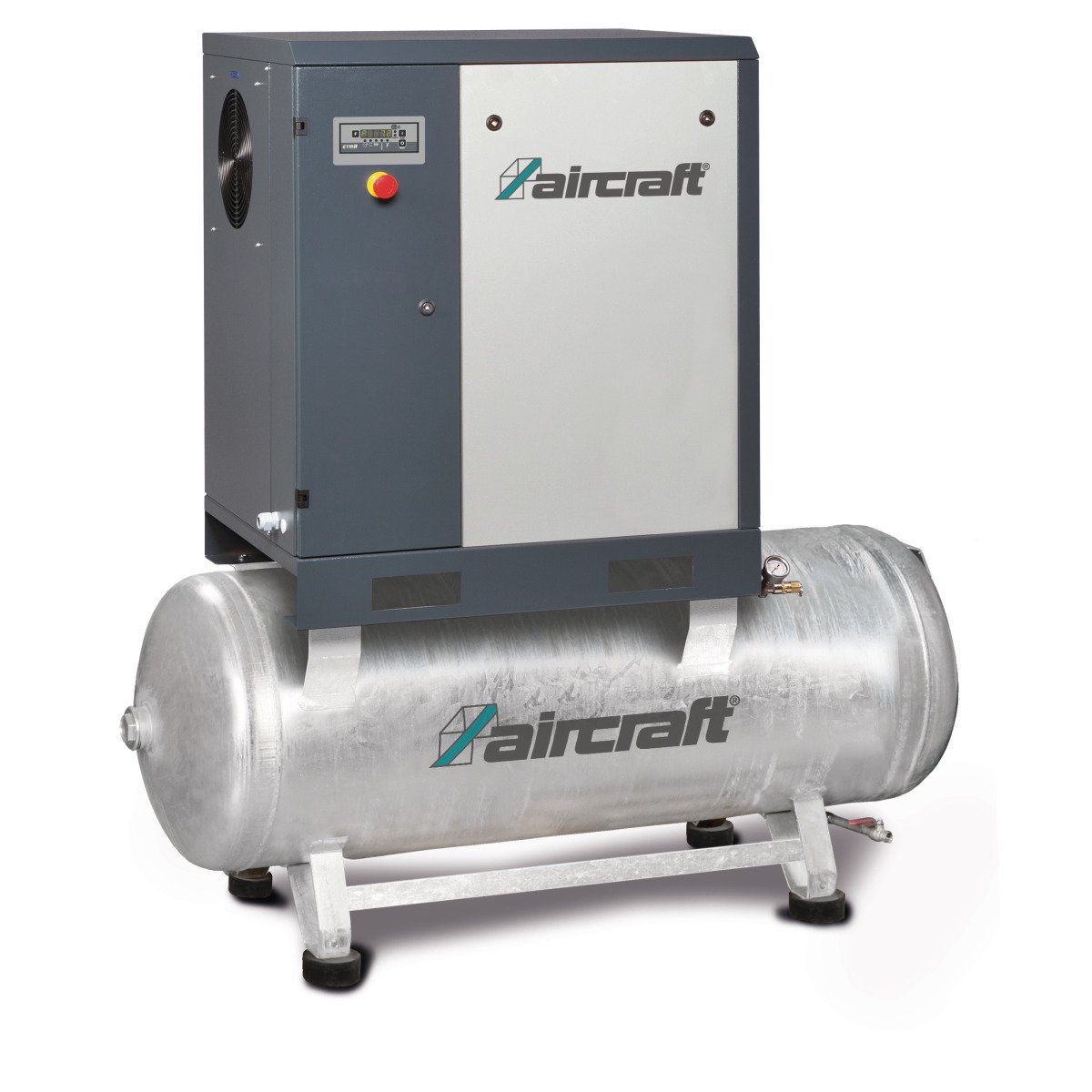 Schraubenkompressor mit Rippenbandriemenantrieb auf Behälter Aircraft A-PLUS 15-10-500