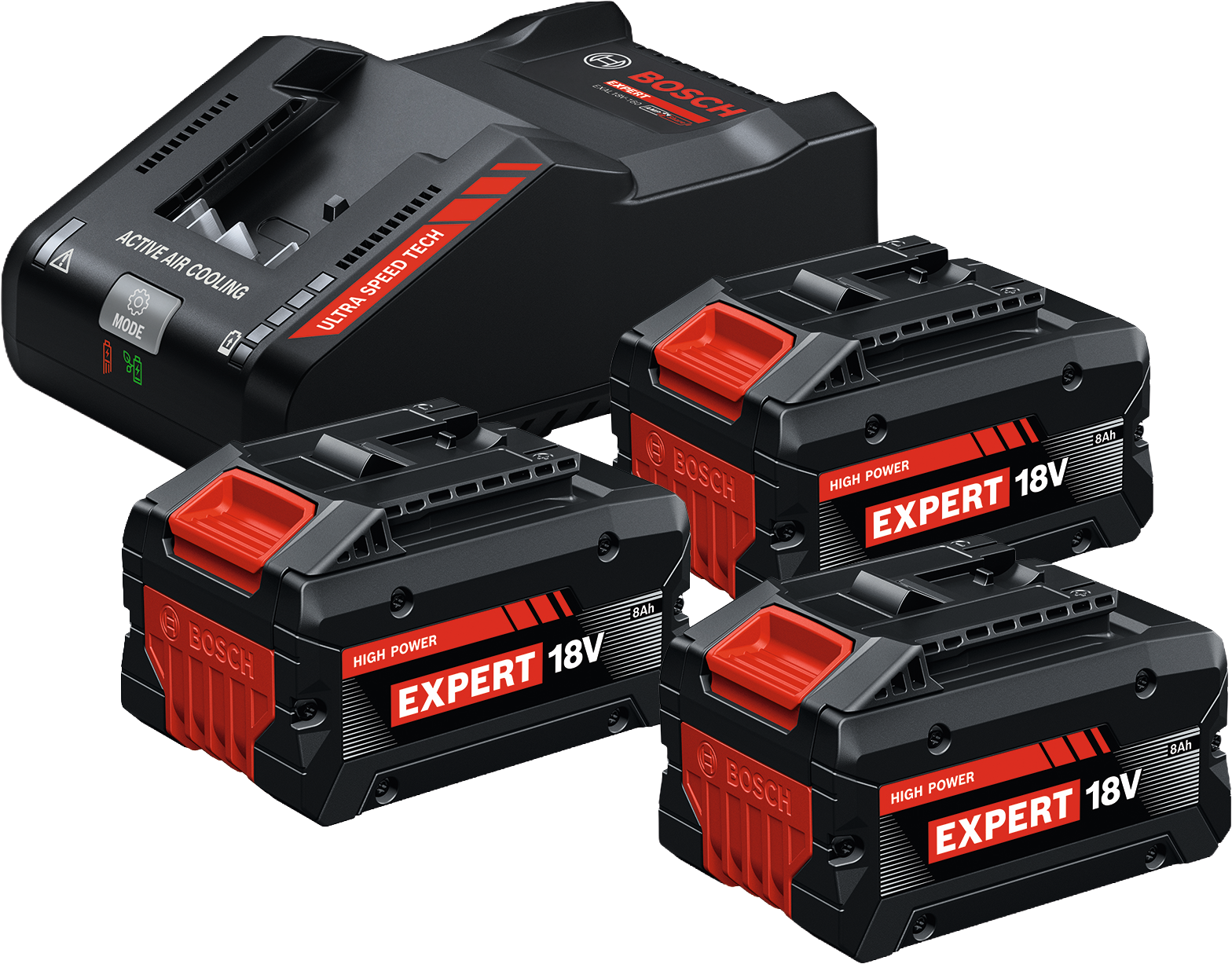 Akku-Basis Sortiment Bosch Spar-Starter-Set 3x Akku Expert 18V 8Ah mit Ladegerät
