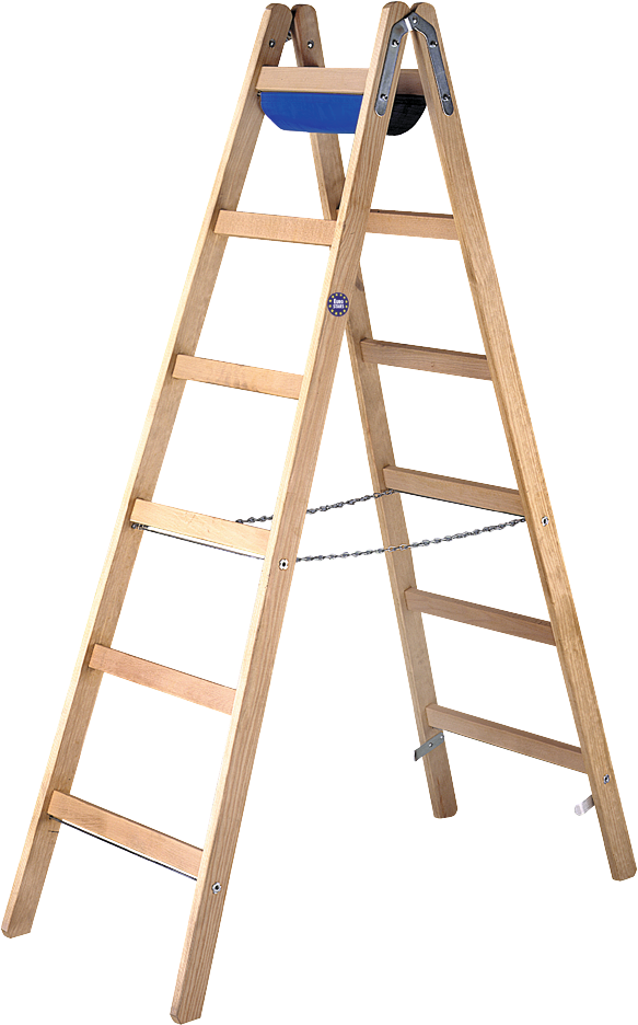 Holz-Sprossen-Stehleiter Arbeitshöhe 2,50m L1,25m 2x4 Sprossen             40044