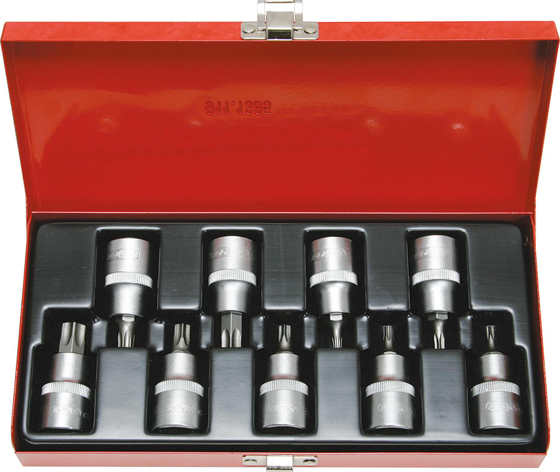 Bitstecknuss 1/2" TORX® Satz 9-tlg. im Metallkasten T20-T60 Bitstecknuss 1/2" TORX® Satz 9-tlg. im Metallkasten T20-T60