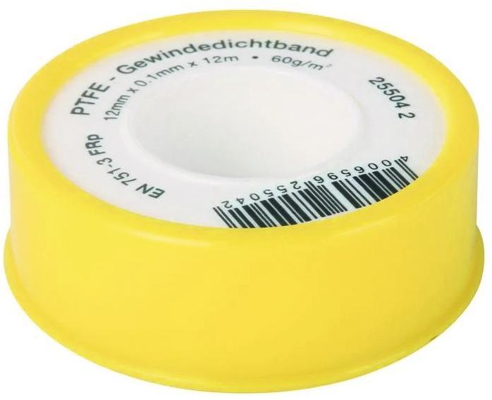 Dichtungsband PTFE 12m B12mm Dicke 0,10mmm DVGW-geprüft, DIN EN 751-3 FRp