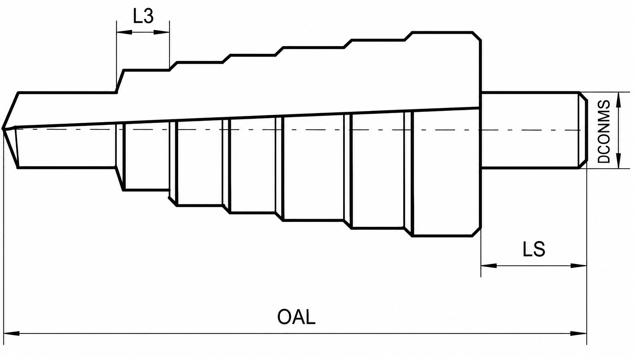 Eyltool Universal-Stufenbohrer HSS mit auswechselbarem Anbohrer Z4 D9-12-15-18-21-24-27-30-33-36mm Gr. 3