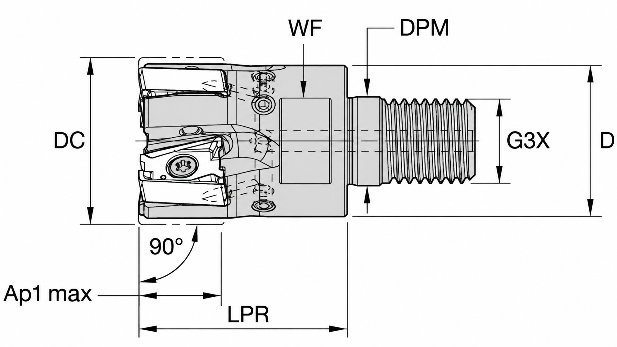 WIDIA Einschraub-Eckfräser "VSM490" Z2 IK für WSP XN.U 15T6 Ø 25 mm