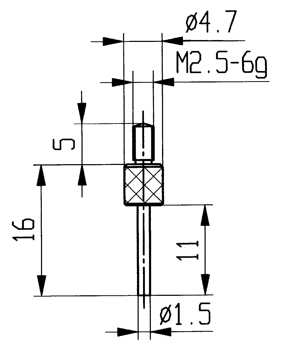 Messtastereinsatz Stahl M2,5 Spitze 60°