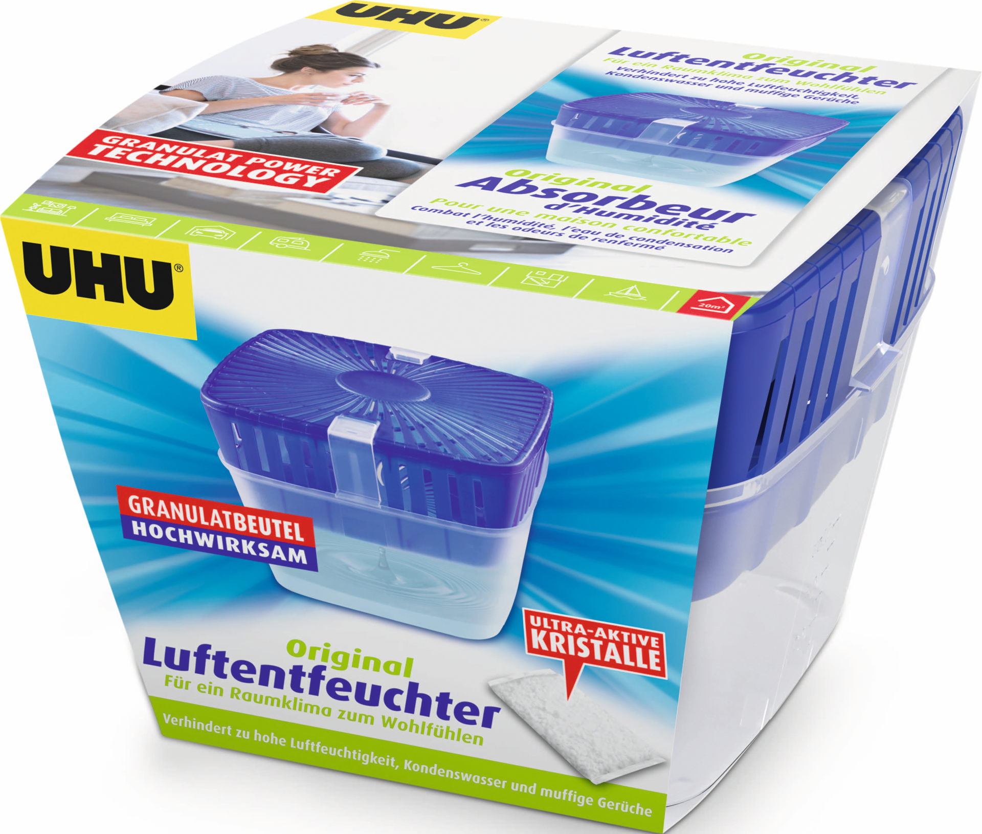 Luftentfeuchter 1000g max. Raumgröße 100m³ Nachfüllbeutel